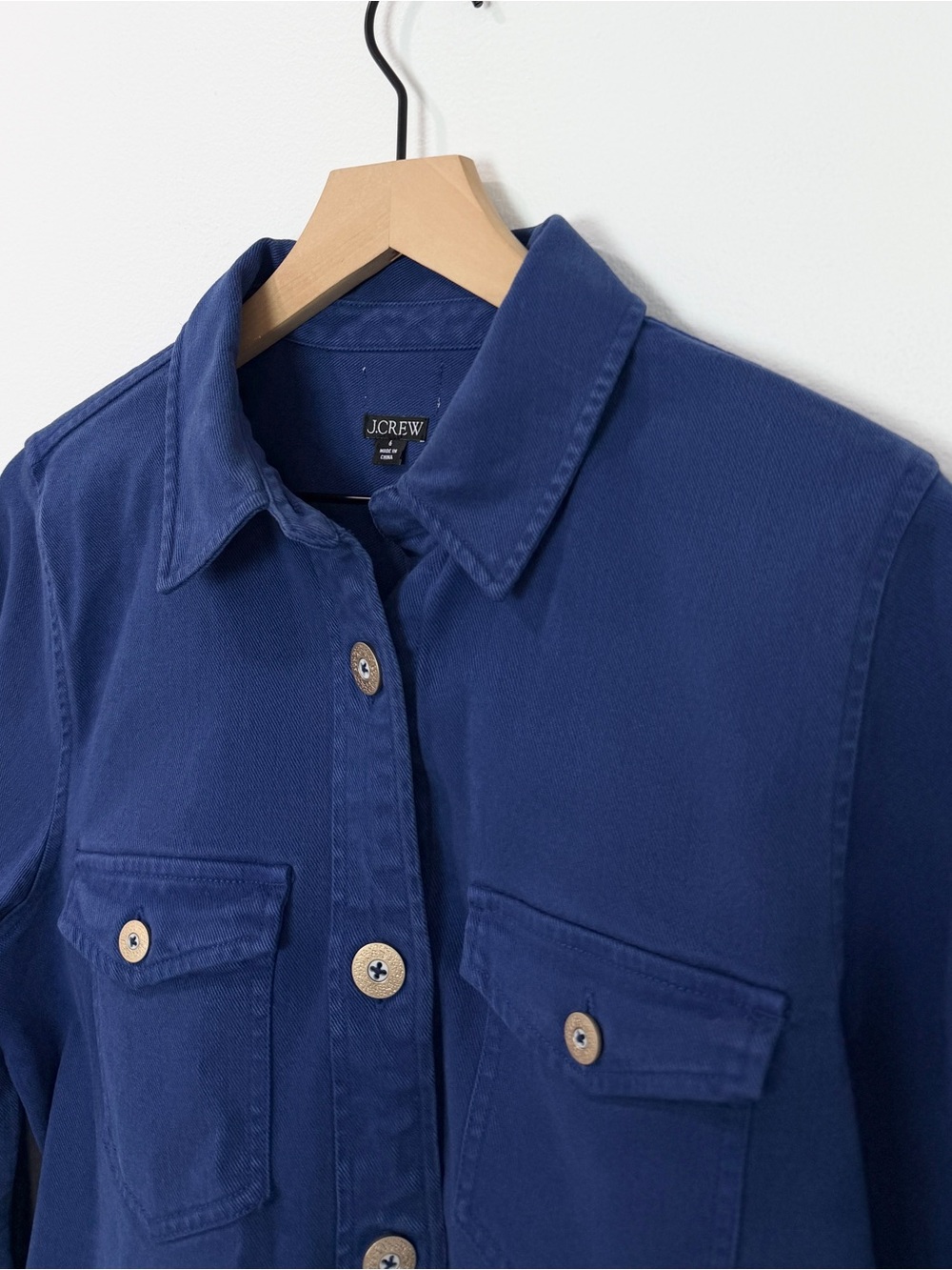 J.Crew Cargo Cropped Shirt Jacket In Chino Heritage Blue Size 6 - Picture 3 of 7
